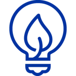 Outline of a light bulb with a leaf inside